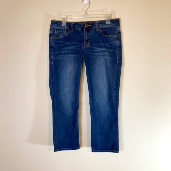 Cabi Jeans Capris Denim Mid-Rise Cotton Blend Stretch 5 Pockets Blue SZ 4 - Picture 1 of 9